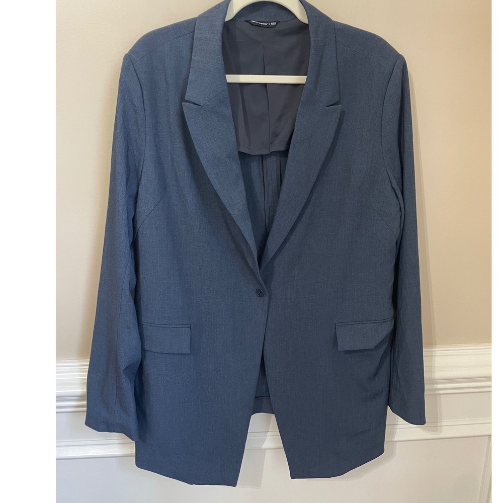 Ministry of Supply Kinetic Blazer Navy Blue Heather Stretch Size 12 Womens
